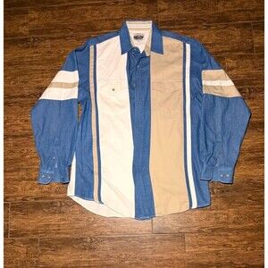 Cumberland Outfitters Vintage Color Block Western Button Down Shirt - L